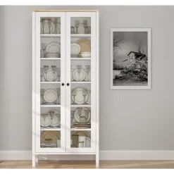 Vitriinikaappi Linento Furniture FRN-20074, 83x194cm, valkoinen