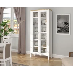 Vitriinikaappi Linento Furniture FRN-20074, 83x194cm, valkoinen