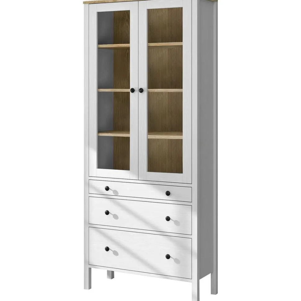 Vitriinikaappi Linento Furniture FRN-20069, 83x194cm, valkoinen/ruskea