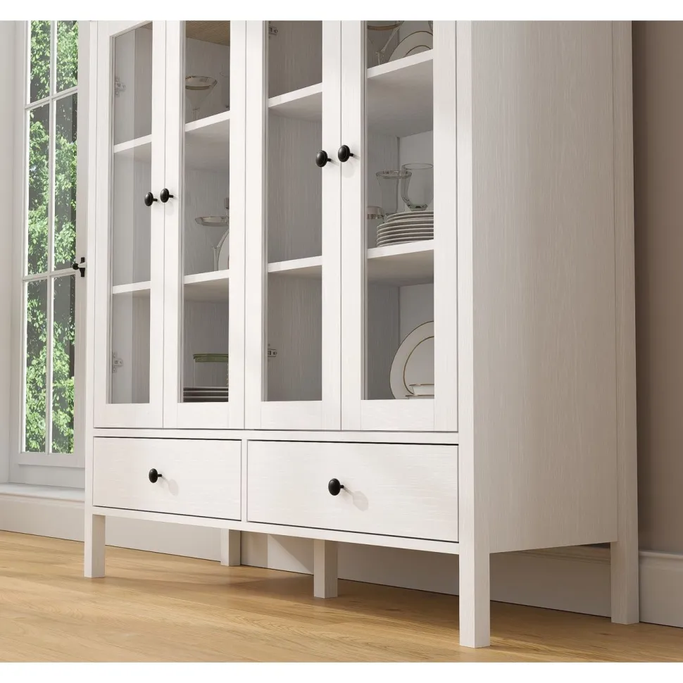 Vitriinikaappi Linento Furniture FRN-20071, 130x136cm, valkoinen/ruskea