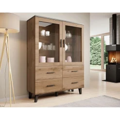 Vitriinikaappi LOTTA II 120 2D4S, beige/musta (2711)