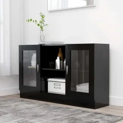Vitriinikaappi musta 120x30.5x70 cm lastulevy