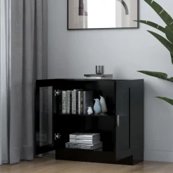 Vitriinikaappi musta 82,5x30,5x80 cm lastulevy