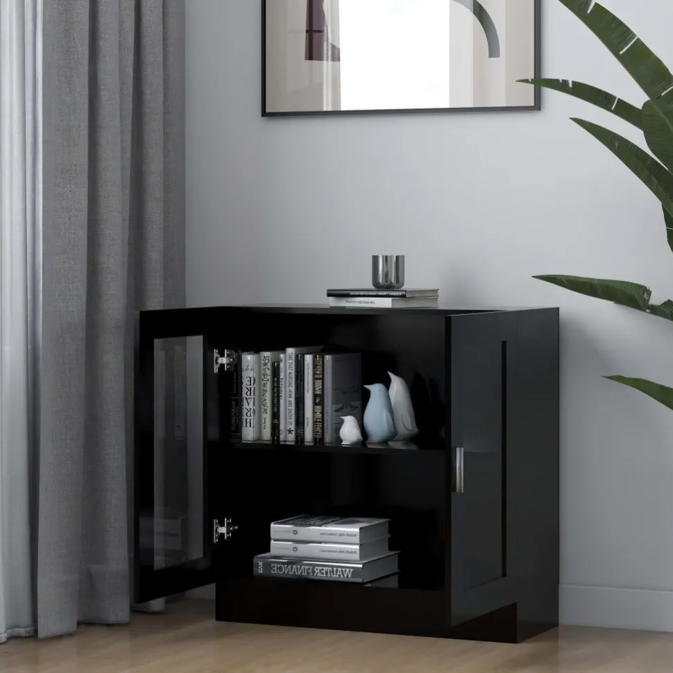 Vitriinikaappi musta 82,5x30,5x80 cm lastulevy