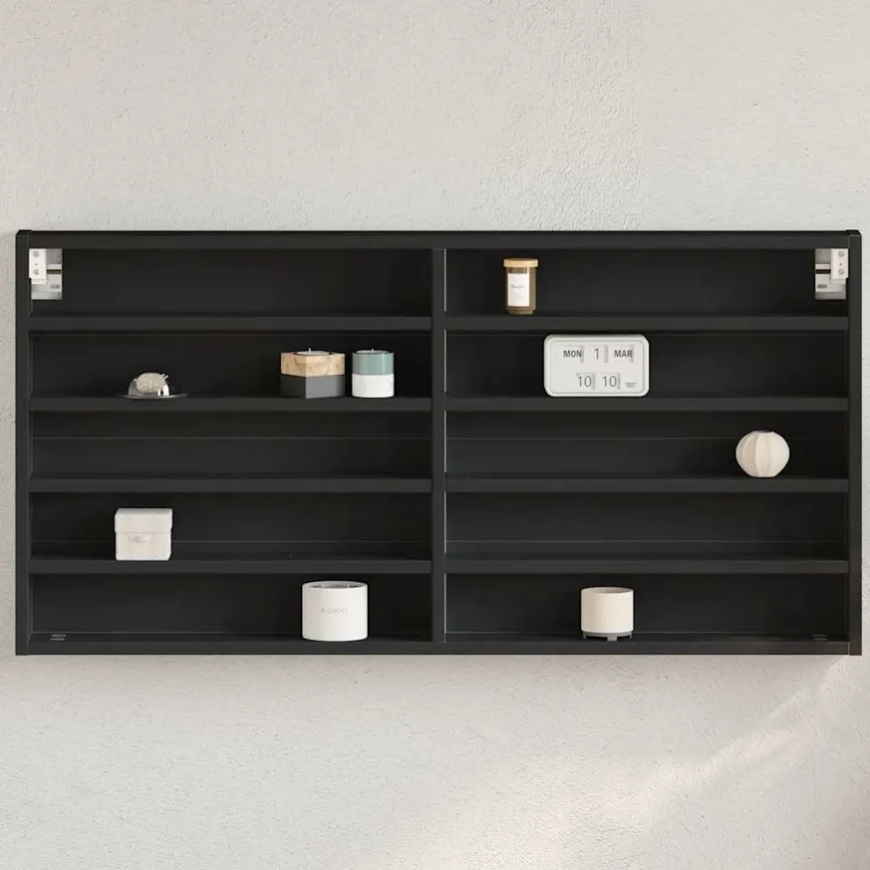 Vitriinikaappi musta 60x8,5x58 cm tekninen puu (47962)