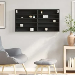 Vitriinikaappi musta 60x8,5x58 cm tekninen puu (47962)