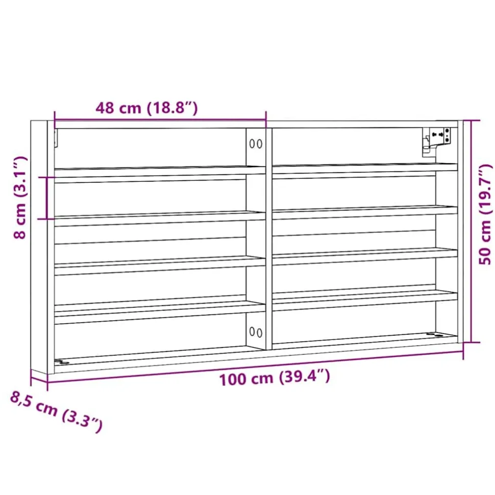 Vitriinikaappi musta 60x8,5x58 cm tekninen puu (47962)