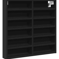 Vitriinikaappi musta 60x8,5x58 cm tekninen puu (47962)