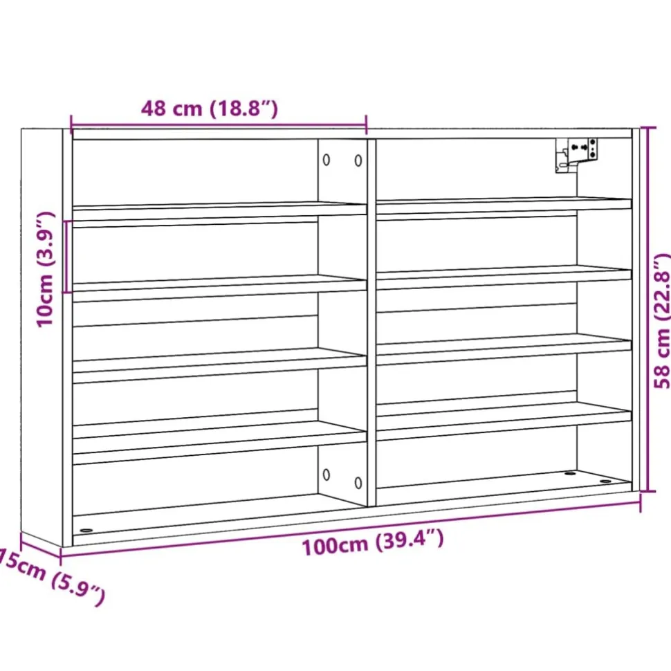 Vitriinikaappi musta 60x8,5x58 cm tekninen puu (47962)