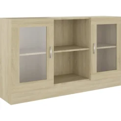 Vitriinikaappi sonoma-tammi 120x30,5x70 cm lastulevy