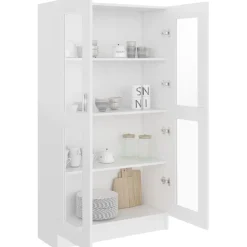 Vitriinikaappi valkoinen 82,5x30,5x150 cm lastulevy