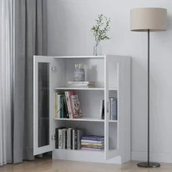 Vitriinikaappi valkoinen 82,5x30,5x115 cm lastulevy