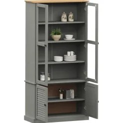 Vitriinikaappi VIGO harmaa 85x35x170 cm täysi mänty (53195)