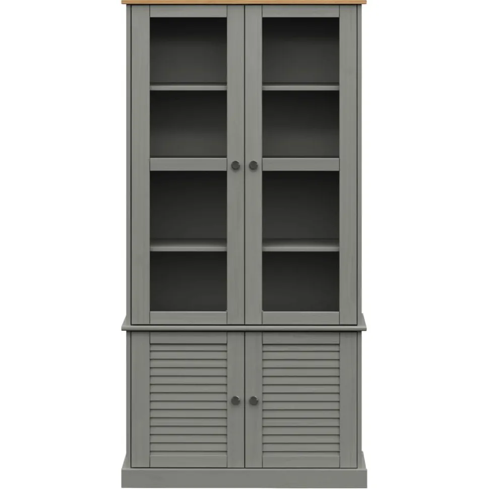 Vitriinikaappi VIGO harmaa 85x35x170 cm täysi mänty (53195)