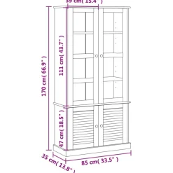 Vitriinikaappi VIGO harmaa 85x35x170 cm täysi mänty (53195)
