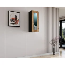 Vitriinikaappi VIGO 90 lasiovella, musta/beige (2537)