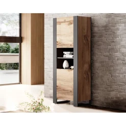 Vitriinikaappi WOOD, beige/tummanharmaa (7404)