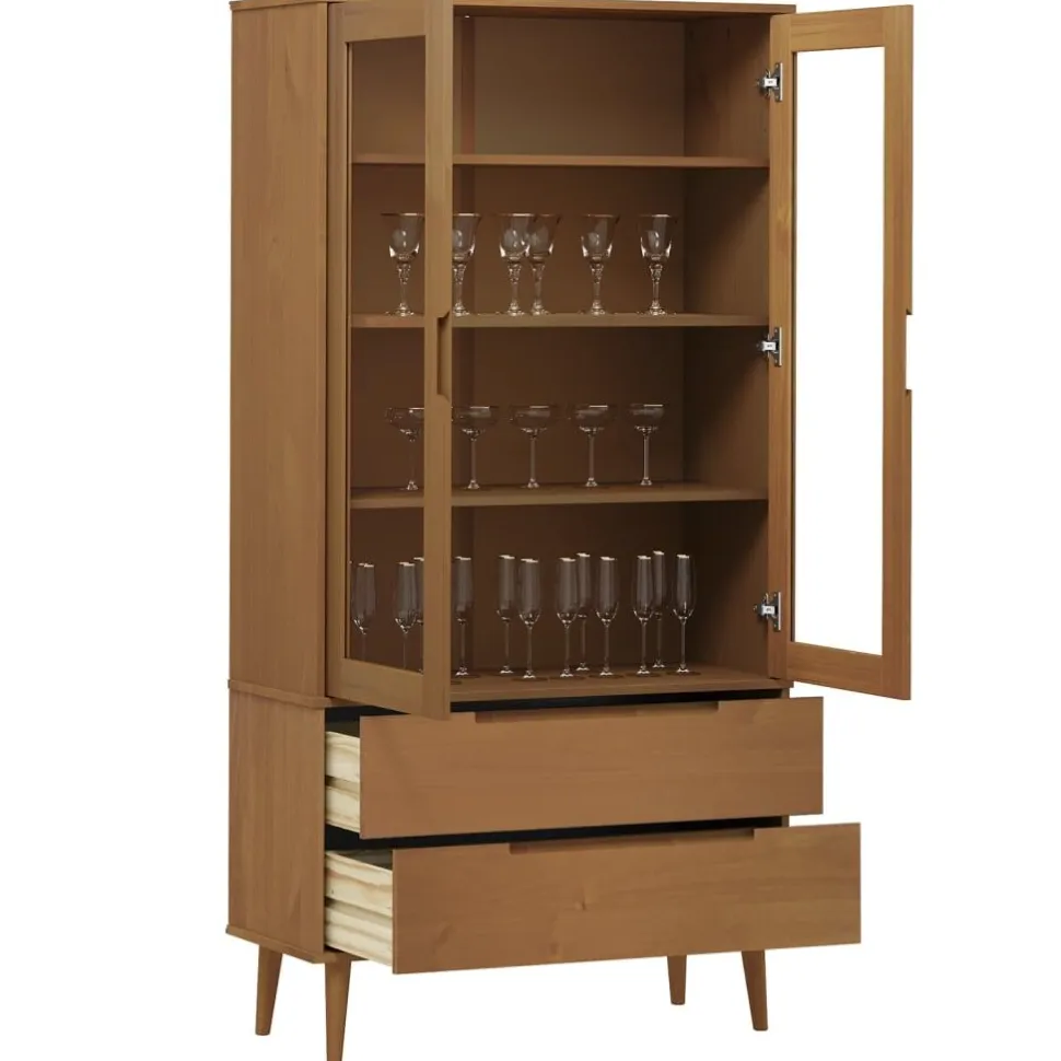 Vitriini MOLDE ruskea 90x35x175 cm täysi mänty (13413)