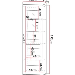 Vitriini Nomla INDIANAPOLIS 4 L, 56x192cm, valkoinen