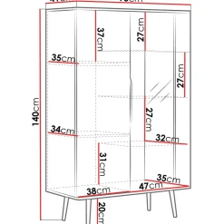 Vitriini Nomla WIT2D PINELLI PN-05, 90x140cm, musta/ruskea