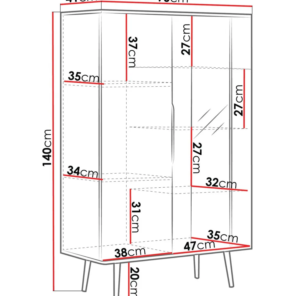 Vitriini Nomla WIT2D PINELLI PN-05, 90x140cm, musta/ruskea