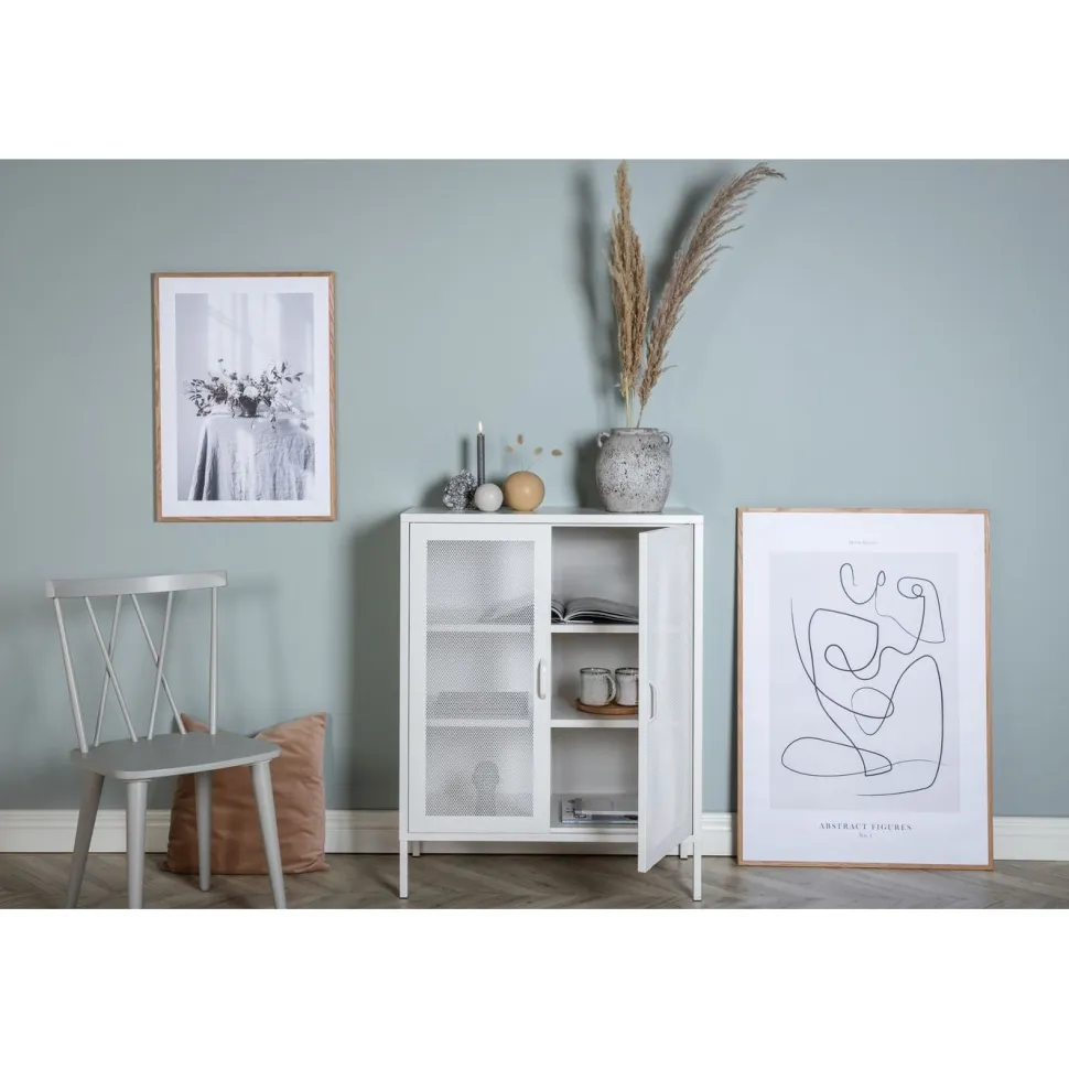 Vitriini Venture Home Misha, mesh-ovilla, 101.5x80cm, valkoinen