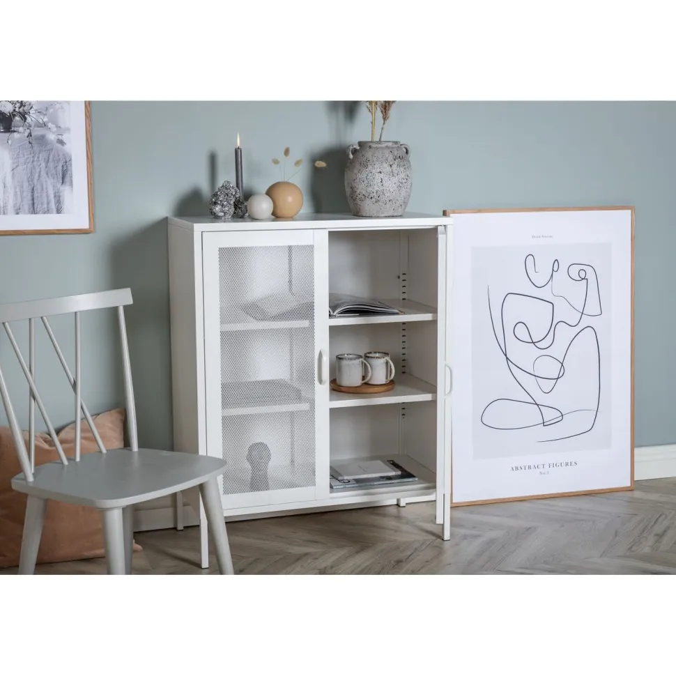 Vitriini Venture Home Misha, mesh-ovilla, 101.5x80cm, valkoinen