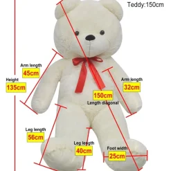 XXL Nalle pehmolelu Valkoinen 150 cm