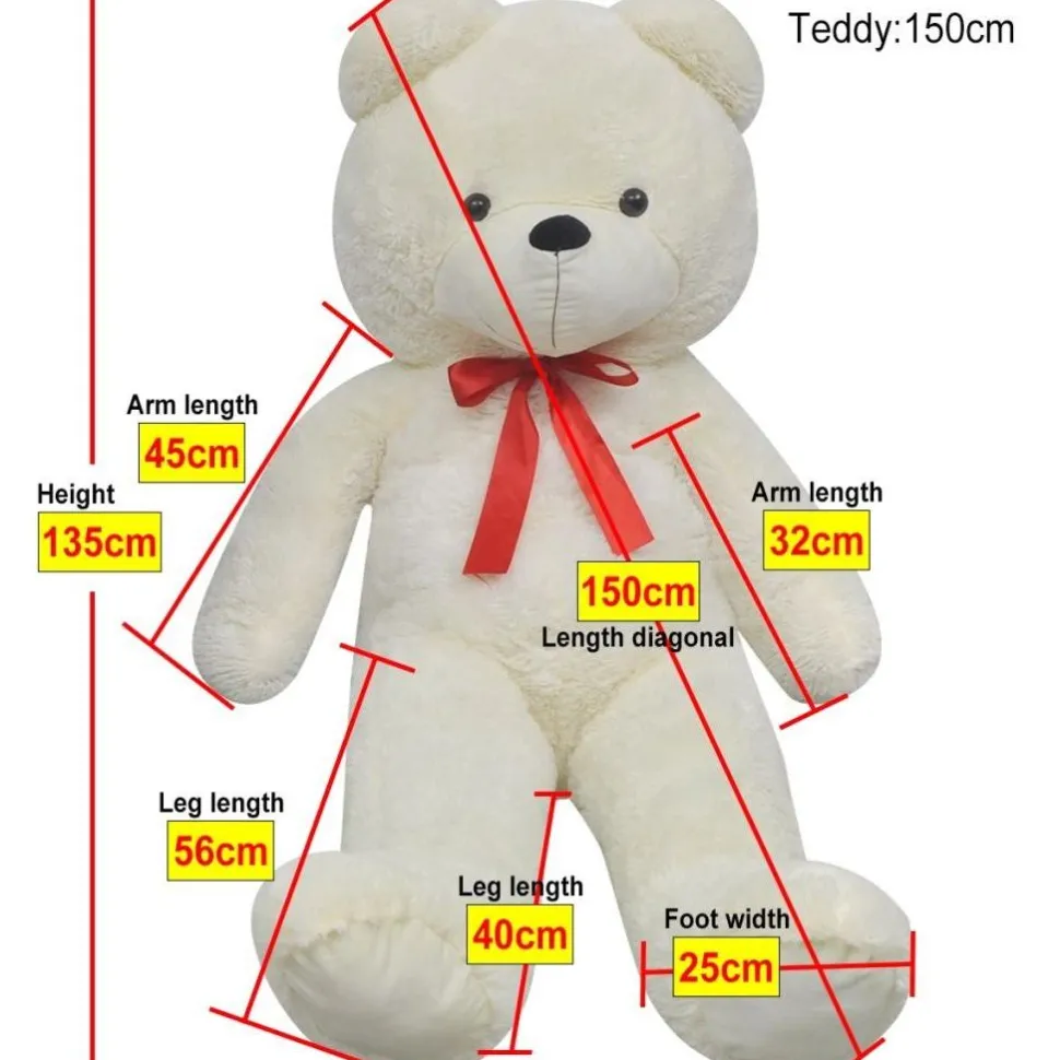 XXL Nalle pehmolelu Valkoinen 150 cm
