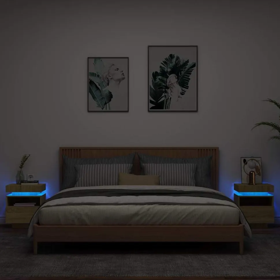 Yöpöydät LED-valoilla 40x39x48,5 cm, eri värejä ja pakkauskokoja (33073)