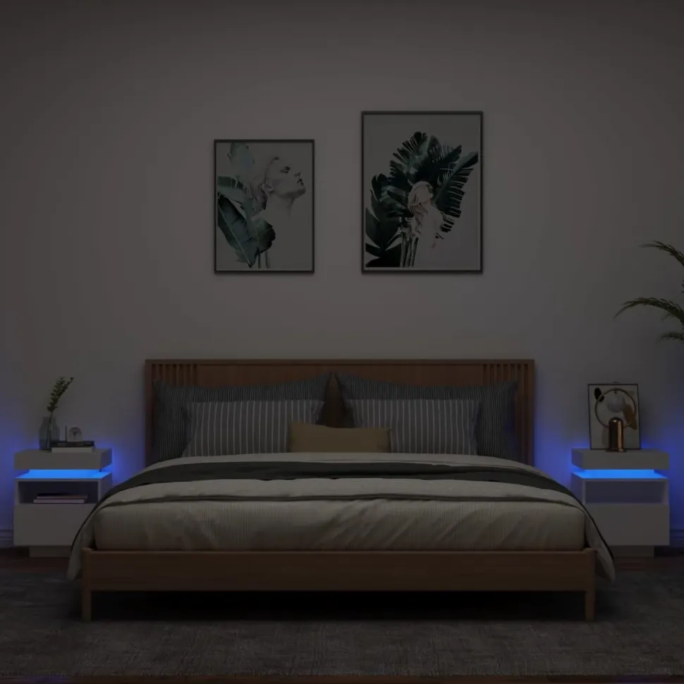 Yöpöydät LED-valoilla 40x39x48,5 cm, eri värejä ja pakkauskokoja (33073)